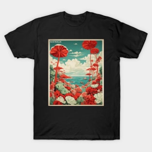 Great Barrier Reef Australia Vintage Travel Poster Art T-Shirt